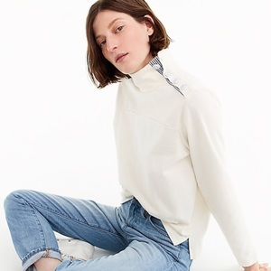 J. Crew Button Mock Turtleneck White Sweater XS
